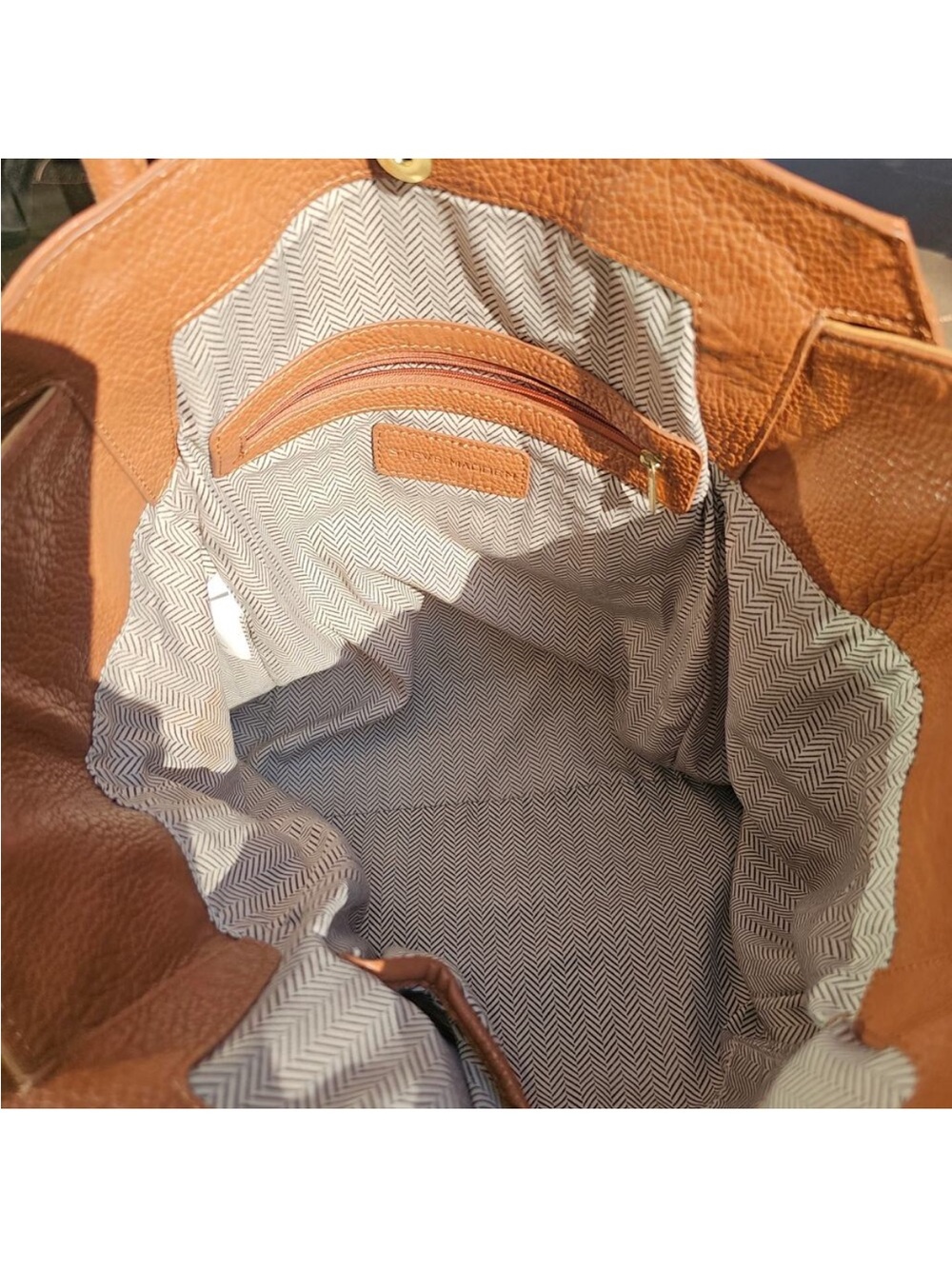Steve Madden Tan and Cream Leather Satchel - Picture 3 of 10